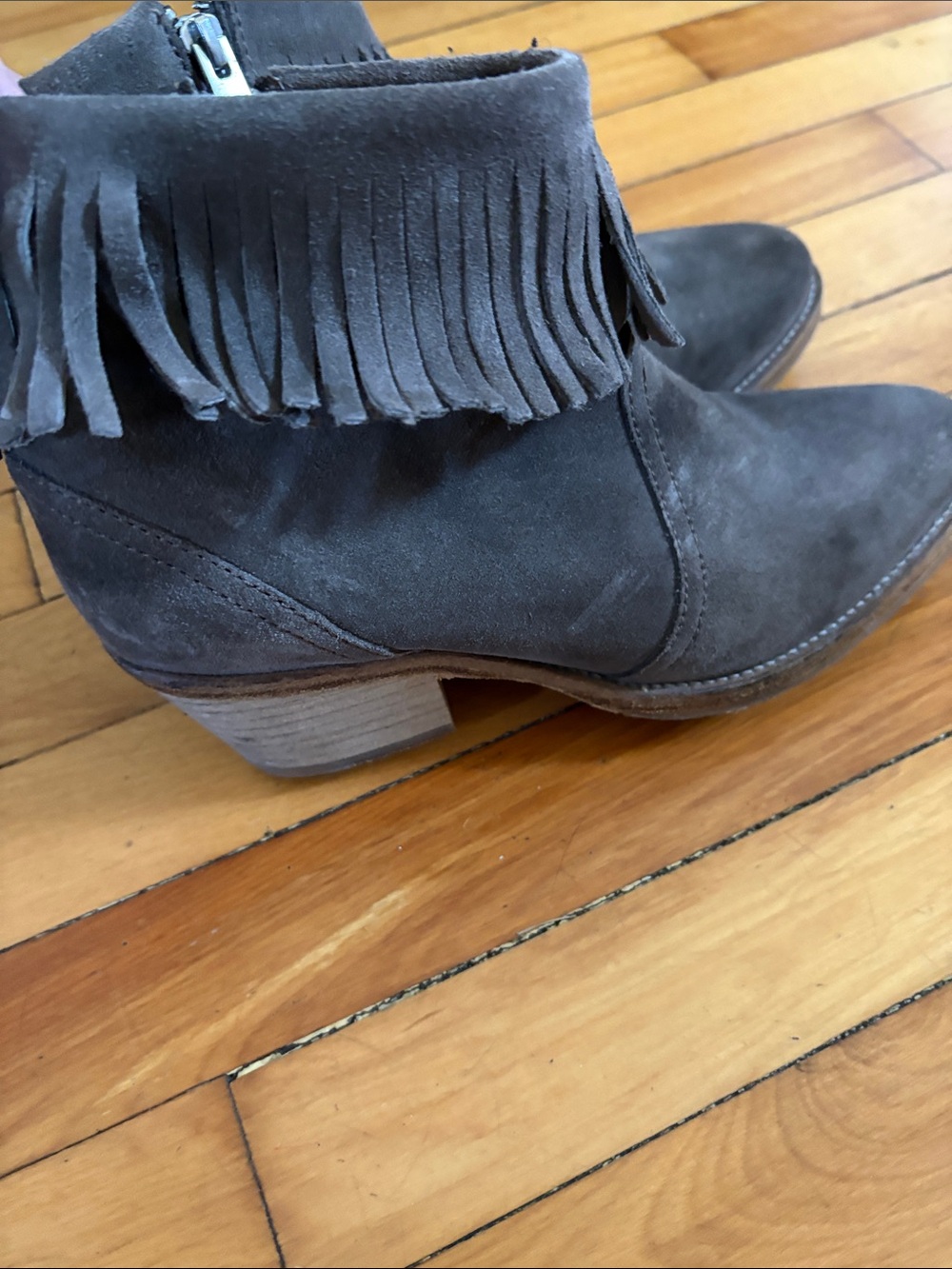 All Saints Brown Suede Fringe Ankle Boots